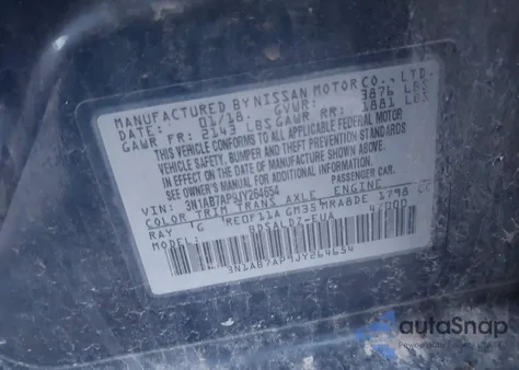 2018 Nissan Sentra Sv from USA, damaged, VIN 3N1AB7AP9JY264654